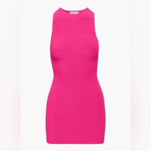 Aritzia Babaton Sculpt Knit Racer Mini Dress in Eros Pink Size M